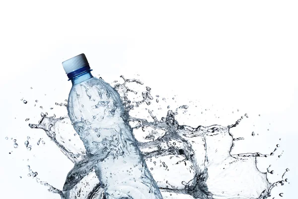Plastic bottle in water splash — Stock Photo, Image