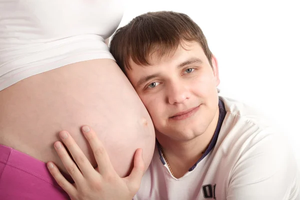 Mulheres grávidas e ele marido — Fotografia de Stock