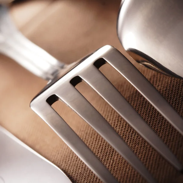 Lžička, nůž a vidlička — Stock fotografie