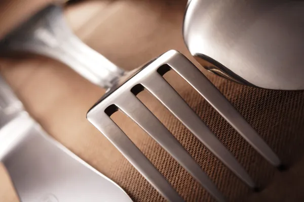 Cuillère, couteau et fourchette — Photo