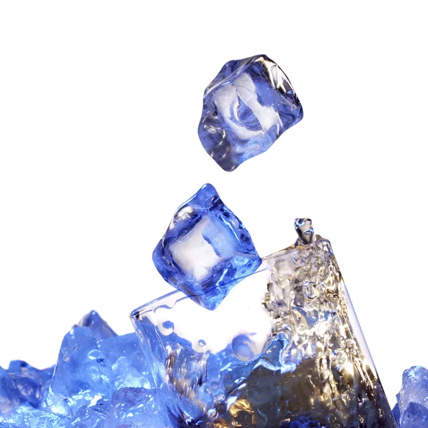 Brandy glass and falling ice — Stock Photo, Image