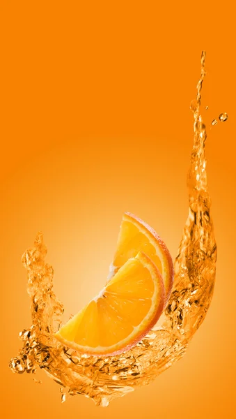 Juice narancs szelet csökkenése — Stock Fotó