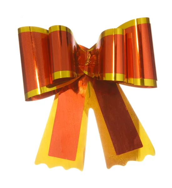 Red satin gift bow ribbon — Stock Photo, Image