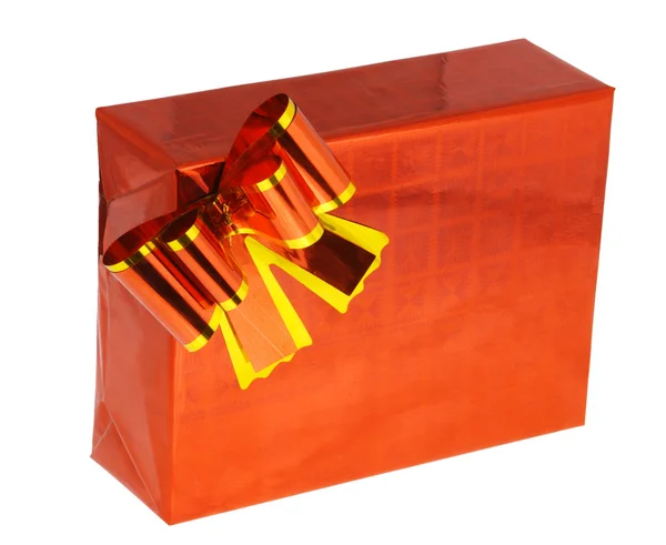 Red gift box isolated on white background — Stock Photo, Image