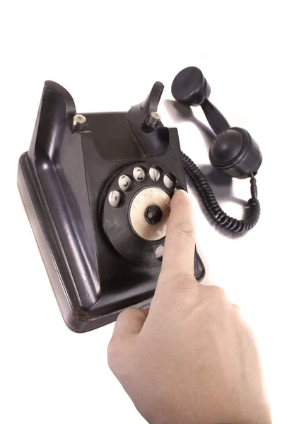 Старый черный телефон — стоковое фото