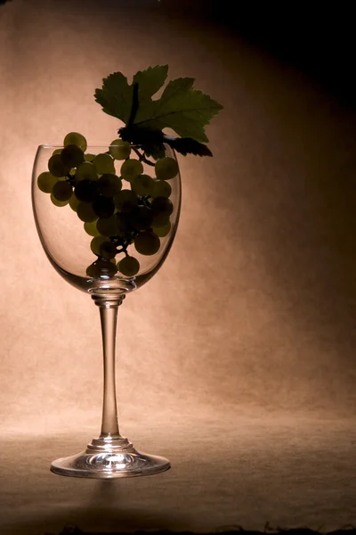 Винное стекло, полное винограда — стоковое фото