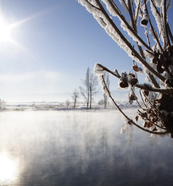 Lake on winter day — Stock Photo, Image