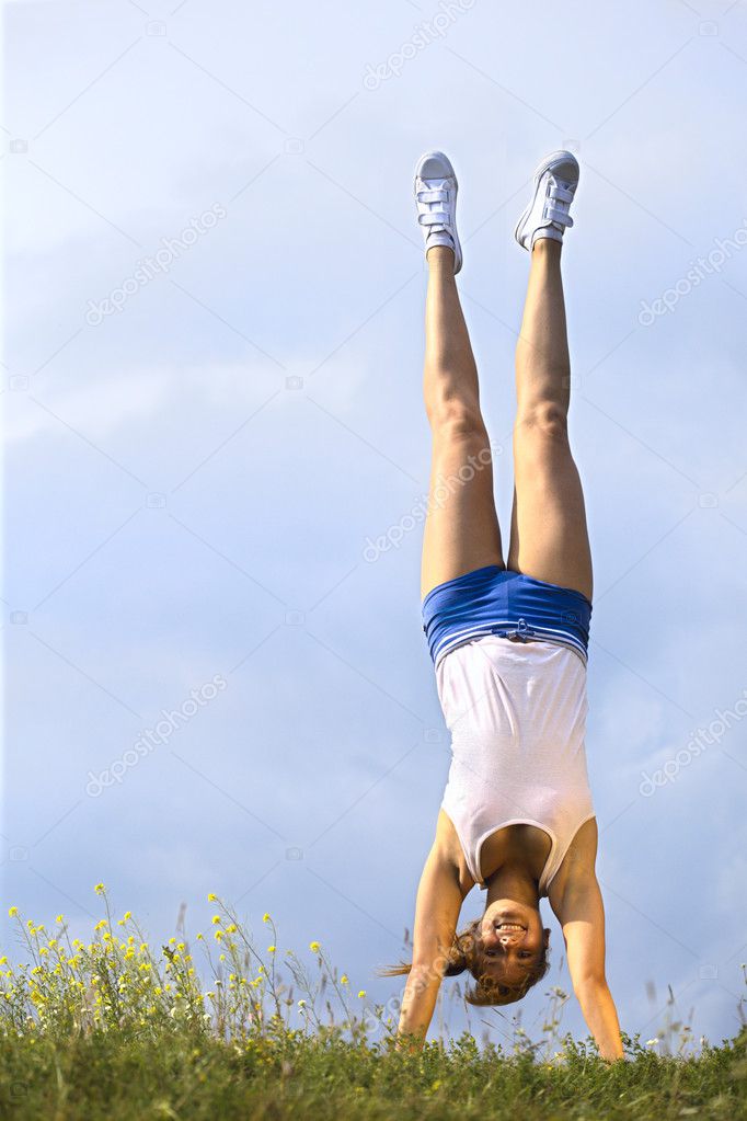 Girl stand upside down Stock Photo by ©chepko 5646610