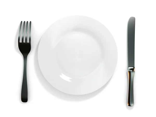 stock image Plate, fork and knife