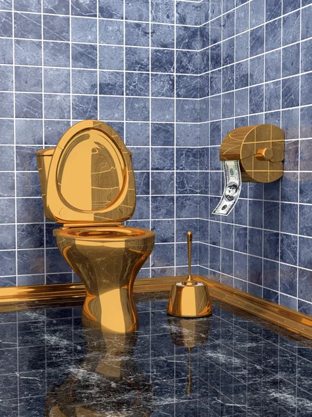 Teure goldene Toilette Stockbild