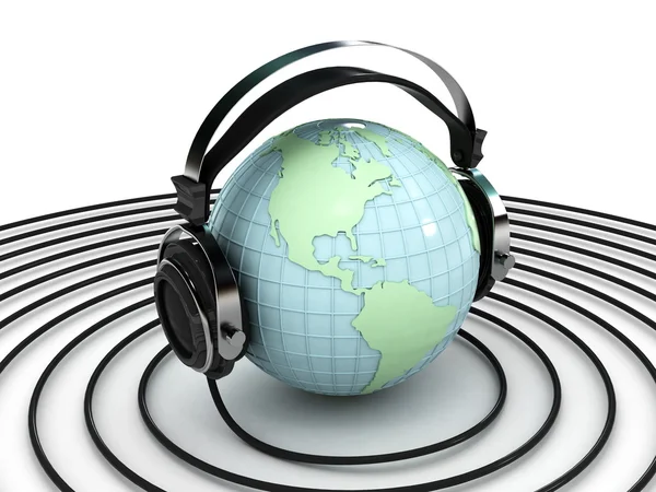 Globe and headphone Royalty Free Stock Images