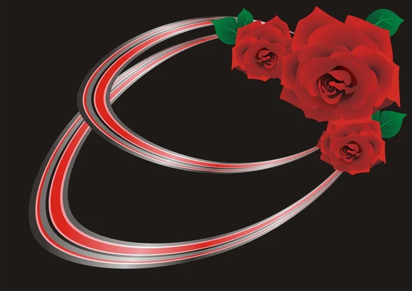 Rosa roja sobre un fondo negro — Vector de stock