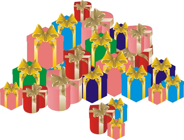 Large pile of gifts — Stock Vector