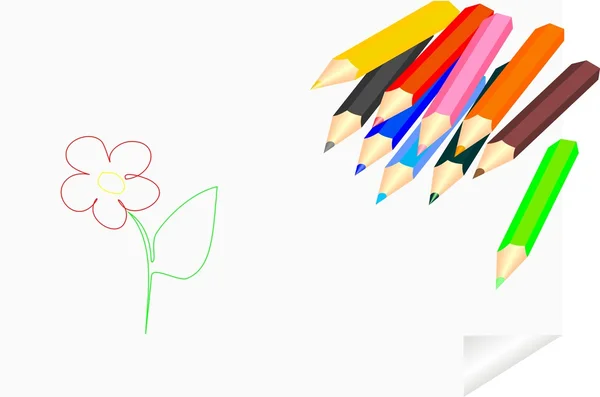 Lápices de colores para niños — Vector de stock
