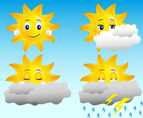 さまざまな気象条件の太陽 — ストックベクタ