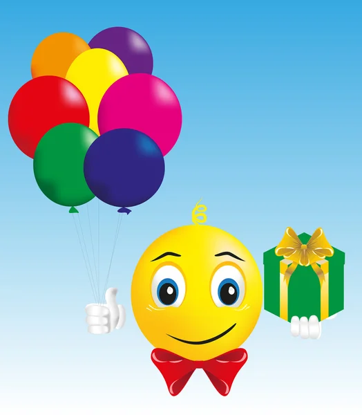 Chłopiec buźkę z pamiątkami i balony — Wektor stockowy