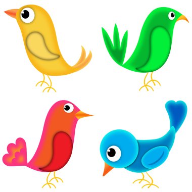 Four birds clipart