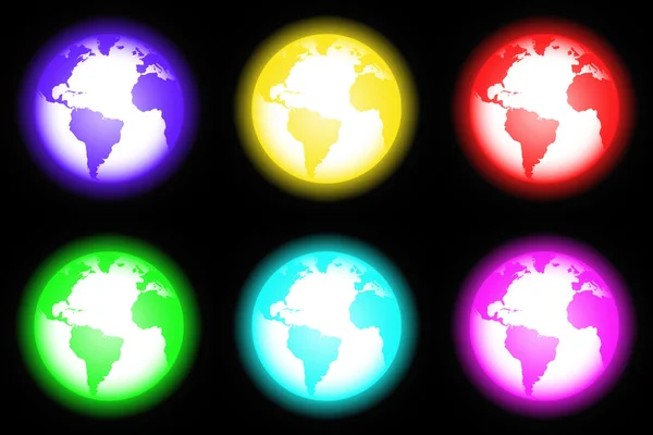 Wereld neon pictogramstijl — Stockfoto