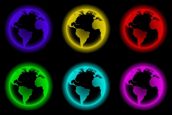 Ikon världen neon stil — Stockfoto