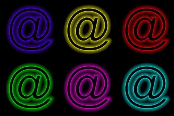 Ícone mail set estilo neon — Fotografia de Stock