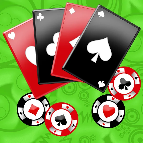 Ases e fichas de poker — Fotografia de Stock