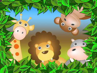 Animals in the forest clipart