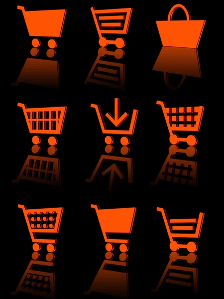 Carrito de compras icono conjunto 3d — Foto de Stock
