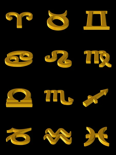 Zodiac gold icons — Stock Photo, Image