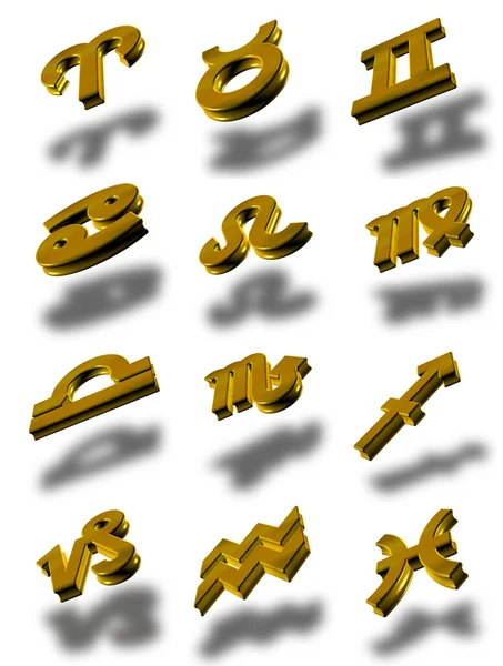 Set di icone zodiacali 3d — Foto Stock