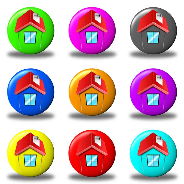 Zestaw okrągłych przycisków dom — Zdjęcie stockowe