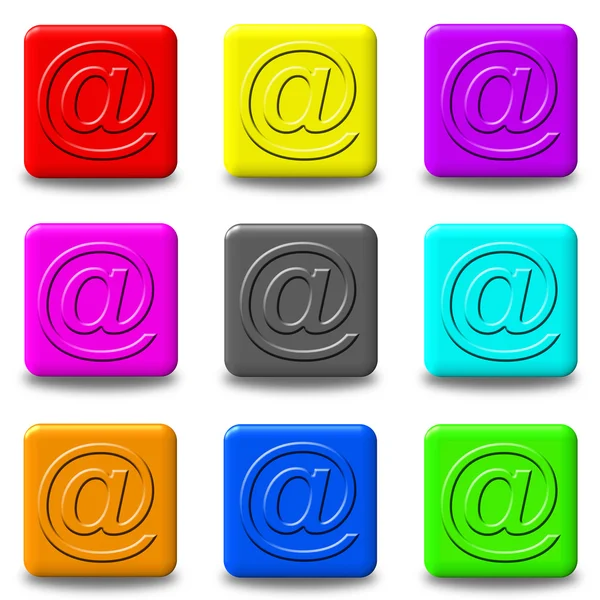 Botão de correio definido quadrado — Fotografia de Stock