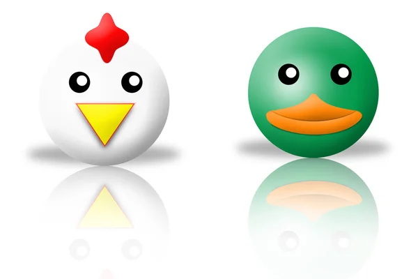 Chicken and duck animals icons — Stock Photo, Image