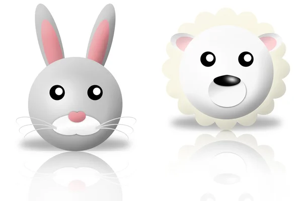 Conejo y ovinos iconos animales — Foto de Stock