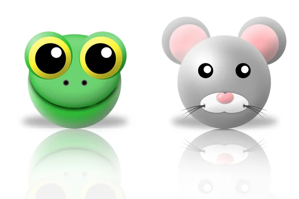 Žába a myš zvířata ikony — Stock fotografie