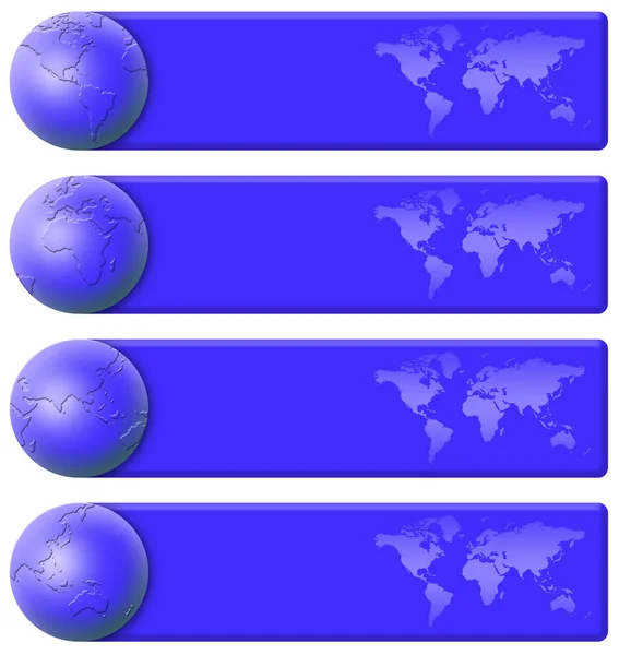 Μπλε παγκόσμιες banner σύνολο — Φωτογραφία Αρχείου