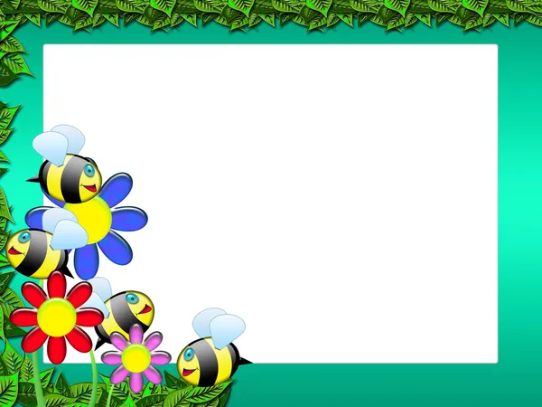 蜜蜂帧-花卉剪贴簿 — 图库照片