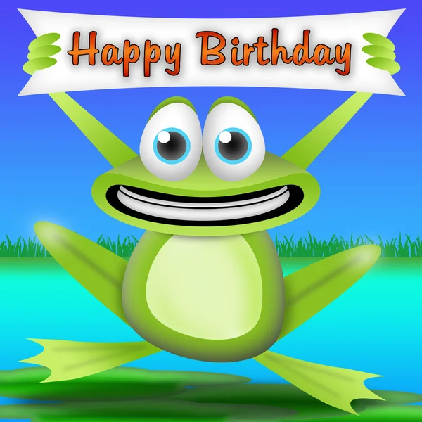 Лягушка с днем рождения — стоковое фото