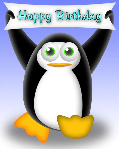 Všechno nejlepší k narozeninám tučňák — Stock fotografie