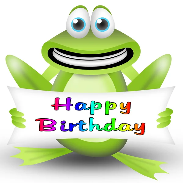 Zadowolony urodziny żaba — Zdjęcie stockowe