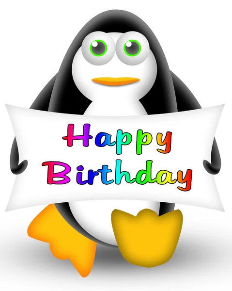 Pinguim feliz aniversário — Fotografia de Stock