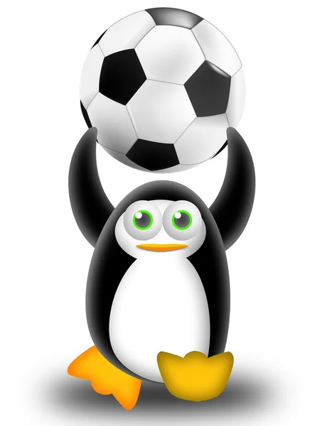 Voetballen met de pinguïn — Stockfoto