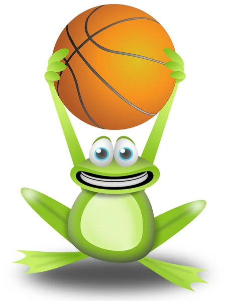 Играть в баскетбол с лягушкой — стоковое фото