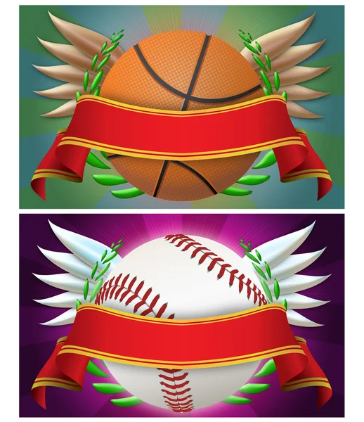 篮球和棒球横幅 — 图库照片