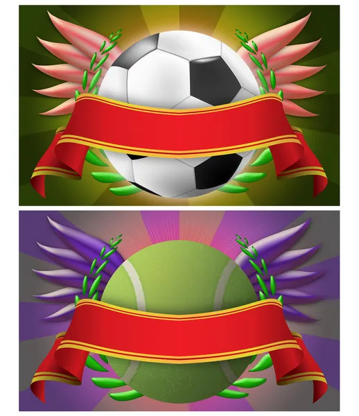 Banner de futebol e tênis — Fotografia de Stock
