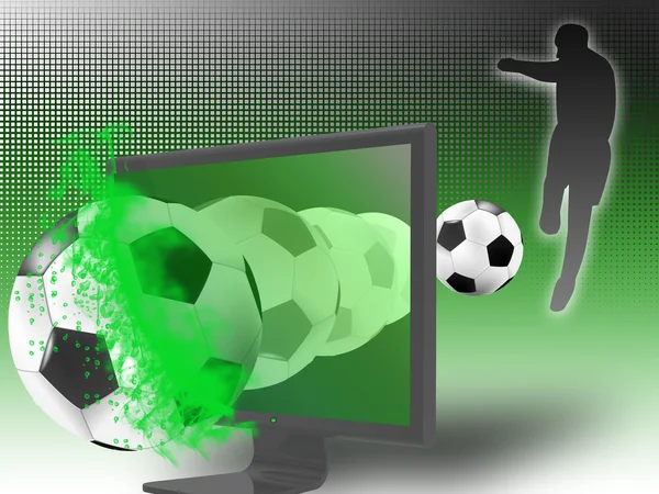 Fotboll på 3d-TV — Stockfoto