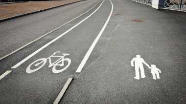 Pedestrian and bicycle reserved lanes clipart