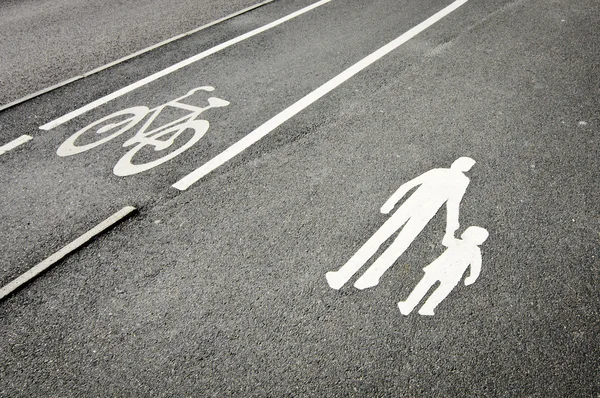 Pedestrian and bicycle reserved lanes — Stock Photo, Image