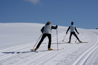 Skieurs de fond en montée clipart