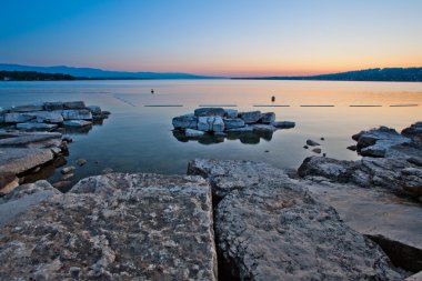 güneş doğarken lake geneva, İsviçre