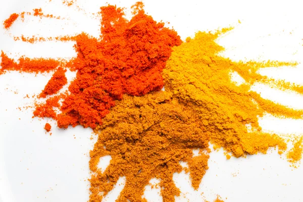 Tumeric, curry, and chilly powder — Stock Photo, Image